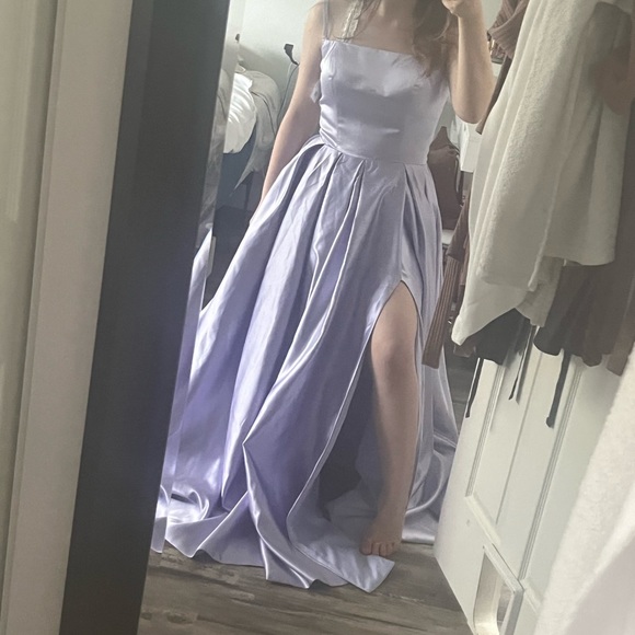 Beautiful Square Neck Lavender Ball Gown - Picture 2 of 3